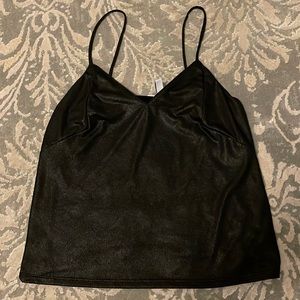 Black faux leather tank